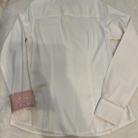 Vineyard Vines Tailored White Button Down Size 0 Seashell Detailed Cuffs - Picture 6 of 8